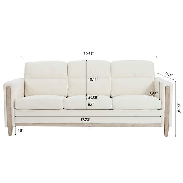 80.5" Modern Upholstered Sofa 3 Seater Fabric Couch and Foam Cushions